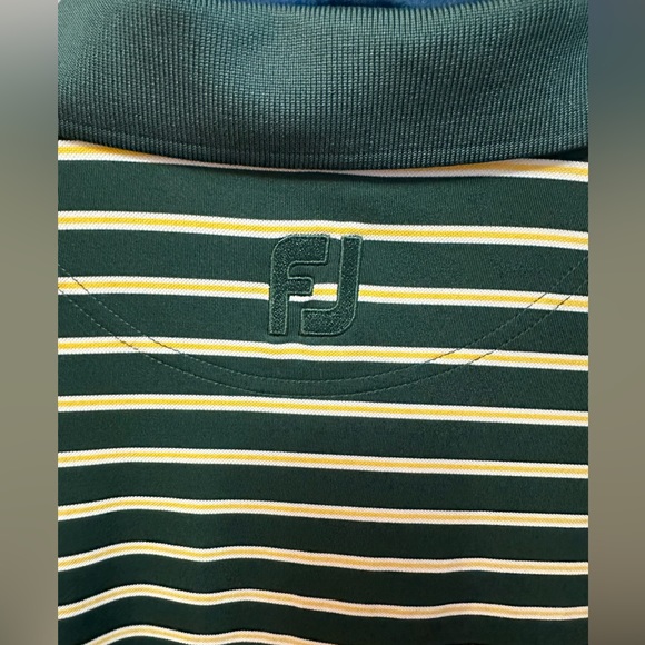 FOOTJOY | Men’s Large Green & Yellow Striped Polo Golf Shirt - Picture 7 of 7